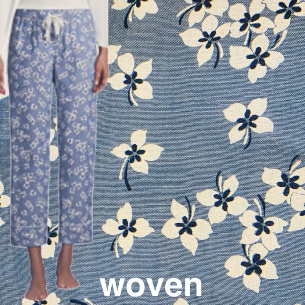 LANDSEND x Draper James Women's 100% Cotton Chambray Pajama Crop Sleep Pants
